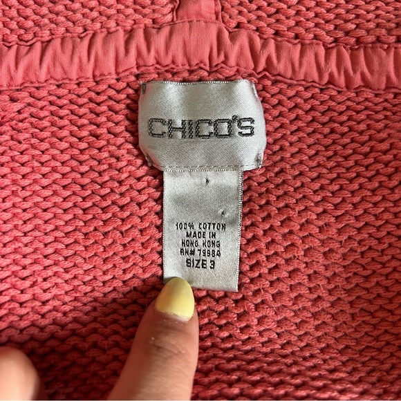 Chico's Womens Size 3 Coral Knit Zip-Up Sweater - Picture 5 of 7